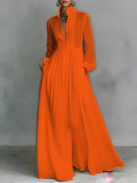 Women's Button Front Flowing Maxi Dress