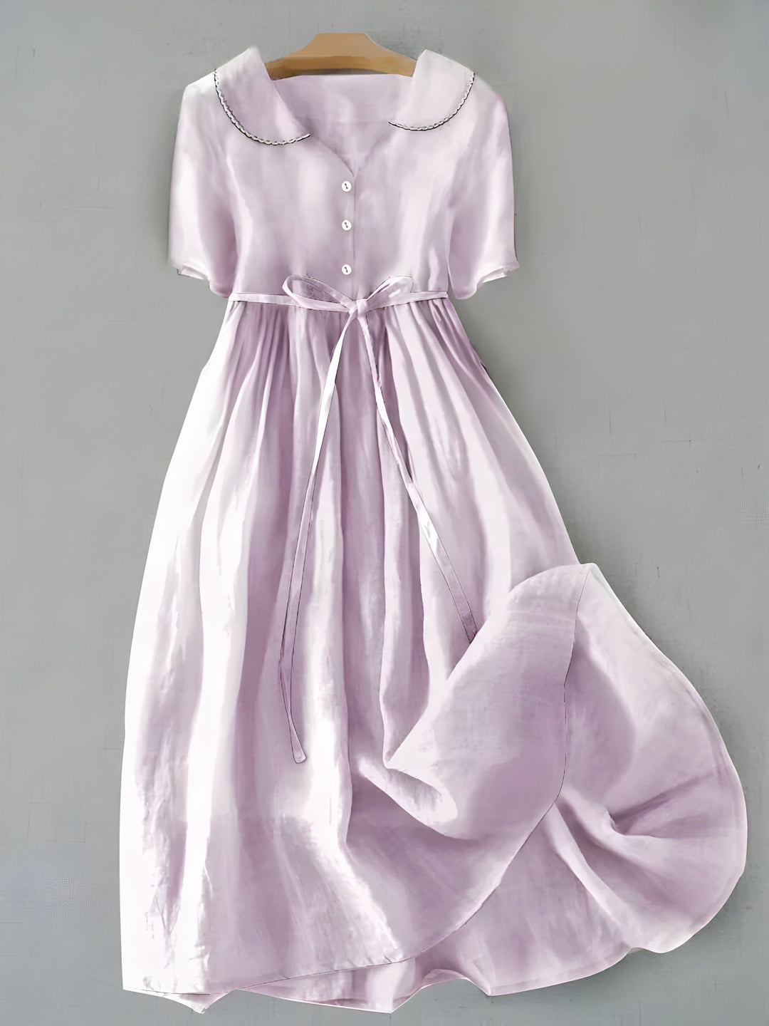 Women's Classic Lavender Belted Midi Dress