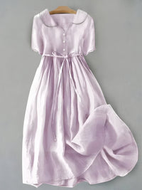 Women's Classic Lavender Belted Midi Dress