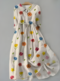 Women's Floral Button Front Tie Waist Dress