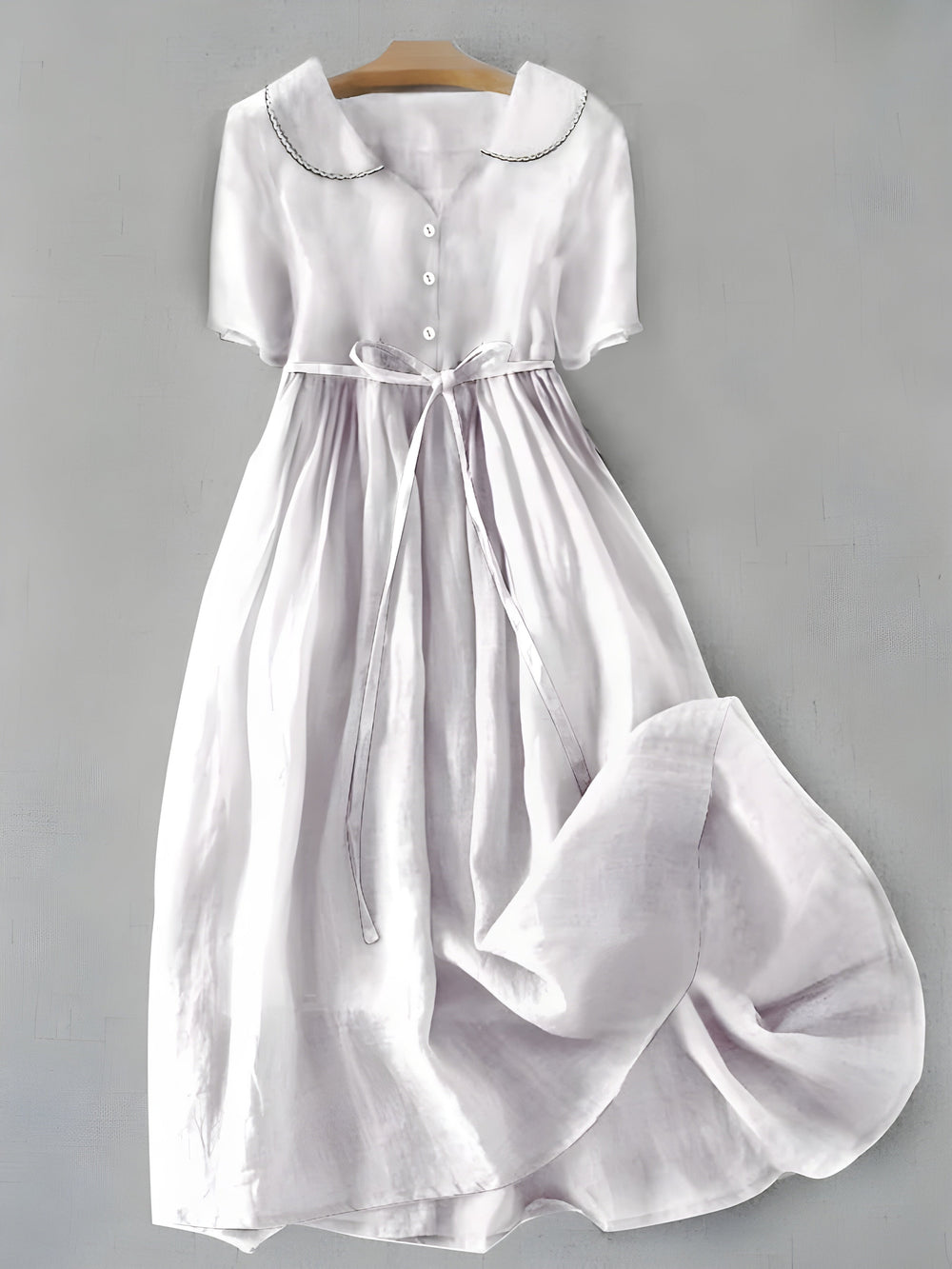 Women's Classic Lavender Belted Midi Dress