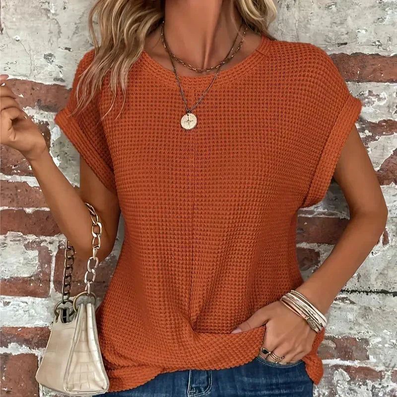 Women's Crew Neck Waffle T-Shirt