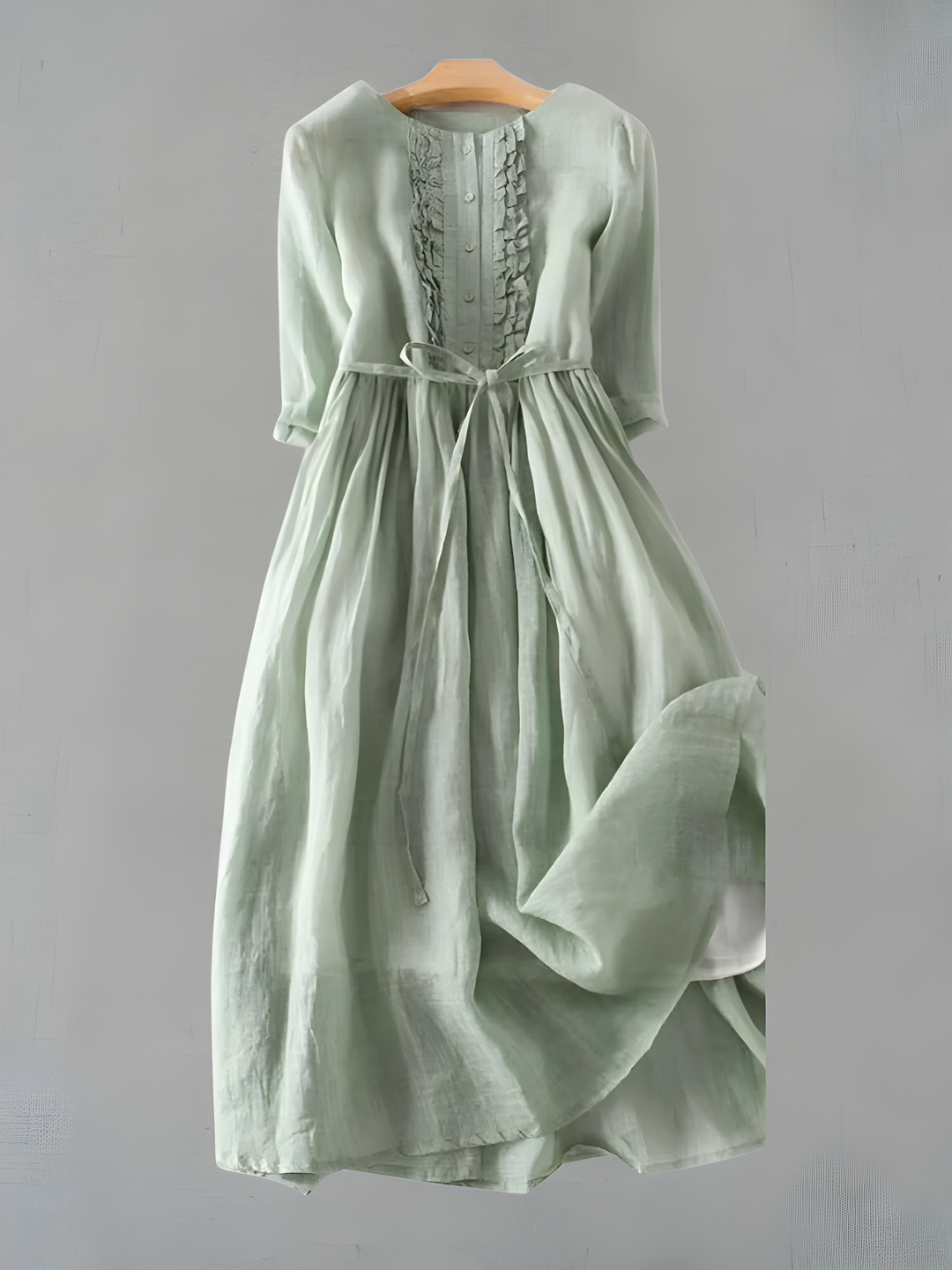 Women's Sage Ruffle Trim Waist Tie Dress