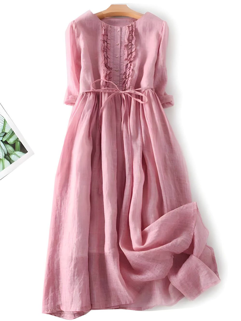 Women's Sage Ruffle Trim Waist Tie Dress