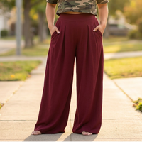 Women's High Waist Pleated Front Palazzo Trousers