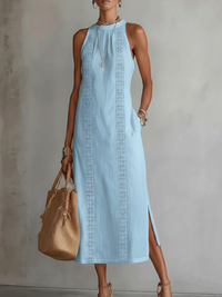 Women's Sleeveless High Neck Midi Dress