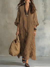 Women's Check Print Oversized Maxi Dress