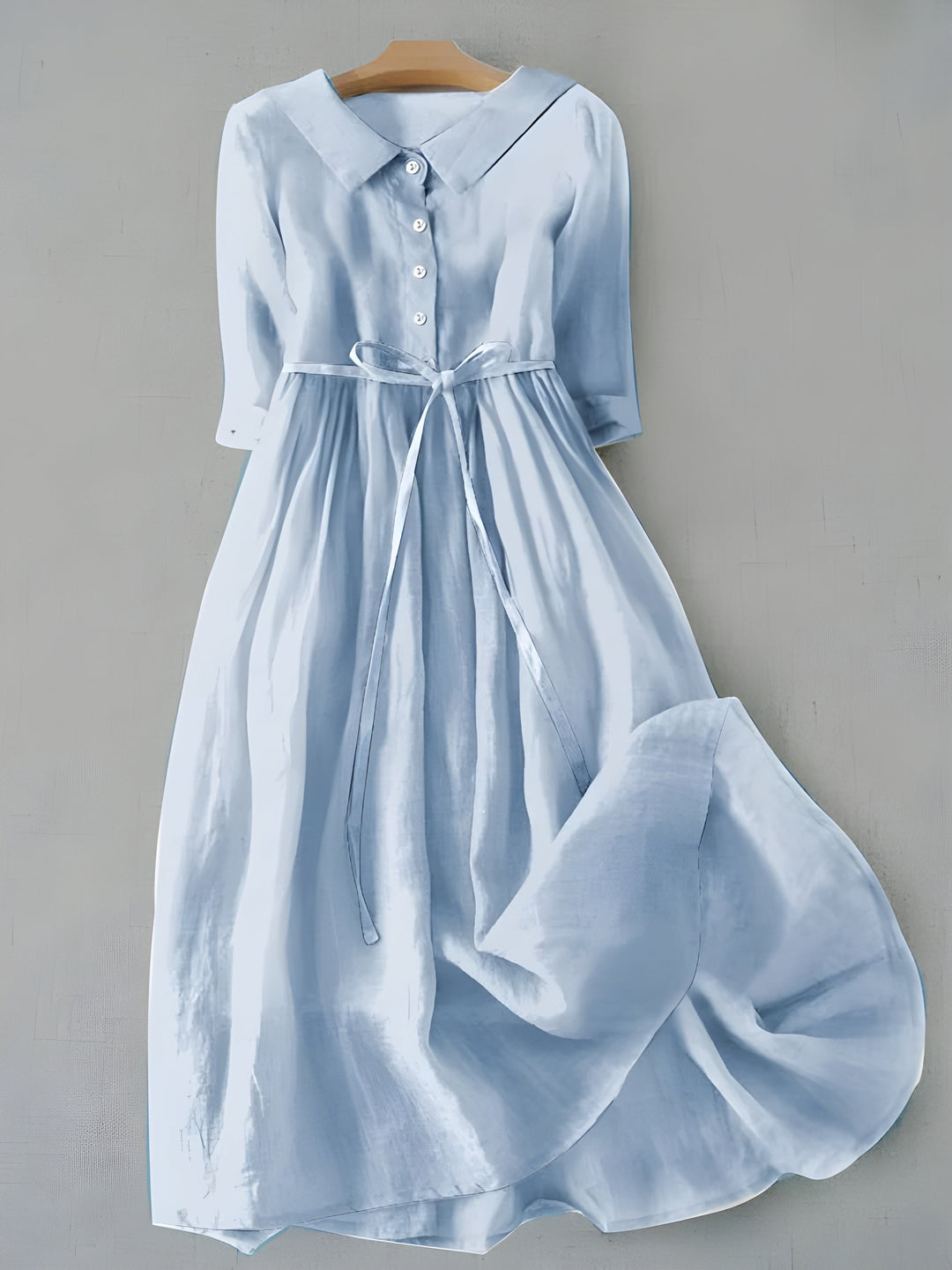 Women's Sky Blue Half Sleeve Lace Tie Dress