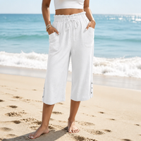 Women's Button Trim Wide Leg Trousers