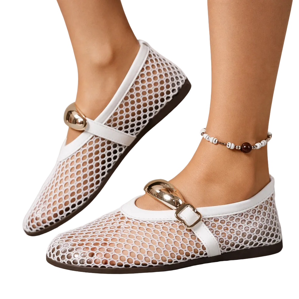 Women's Perforated Round Toe Mary Jane Flats