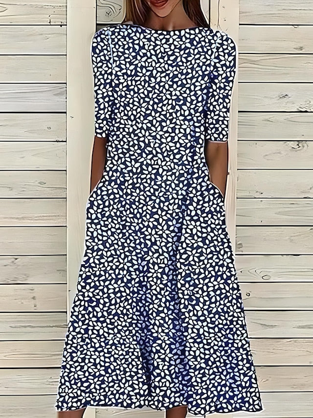 Women's Floral Print A-Line Midi Dress